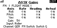 Detail menu AS3X - letový režim 1