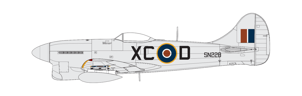 Hawker Tempest Mk.V Post War, letoun pilotovaný vůdcem H 'Poppa' Ambrosem DFC, velícím důstojníkem č. 26 squadron, Royal Air Force Gatow, Německo, 1946.