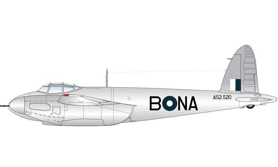 De Havilland Mosquito FB.Mk.VI, A52-520, NA.B z 1. letky, Royal Australian Air Force, Labaun Island, Červen 1945