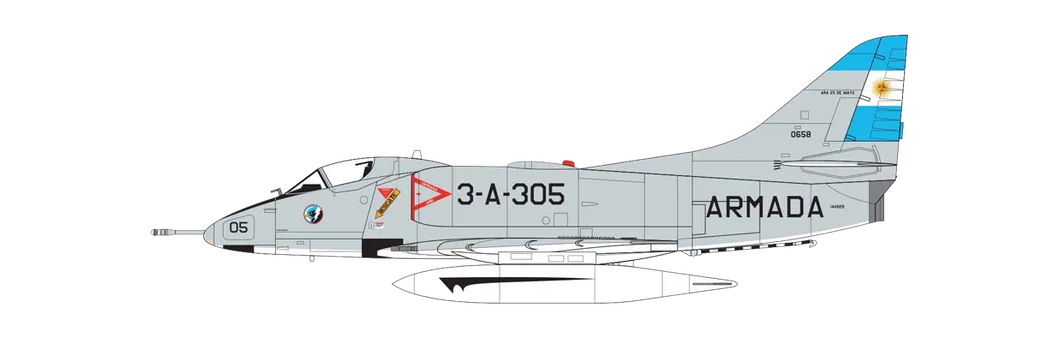 Douglas A4 Skyhawk 3a Escuadrilla A de Caza y Ataque, Escuadra Aernaval, 25 de Mayo, South Atlantic, April-May 1982