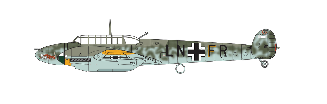 Messerschmitt Bf110E, Letadlo pilotované Felixem Maria Brandisem, 13.(Z) Jagdgeschwader 5, Norsko, 1941.
