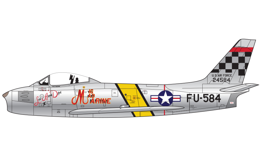 F-86F Sabre, MiG Mad Marine, Major John H. Glenn, 25. FS, 51. FW, Korea, 1953