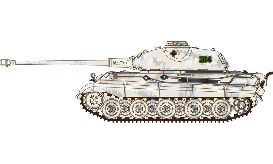 Panzerkampfwagen Pzkw VI Ausf.B Konigstiger King Tiger, 3./s. 503 Abteilung, Madarsko, Začátek roku 1945