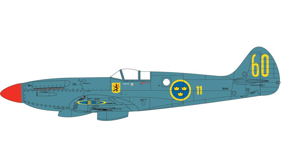 Supermarine Spitfire S.31, 1 Division Flottilj 11, Flyvapnet, Nyköping, 1955