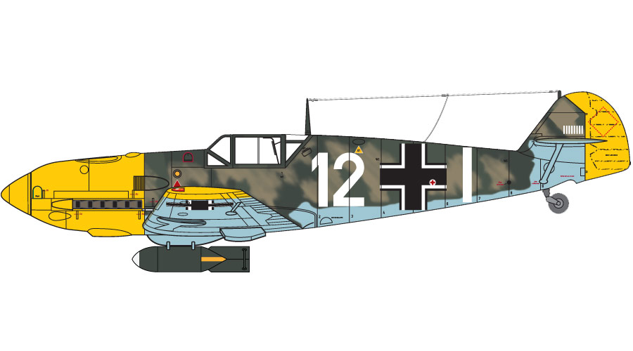 Messerschmitt Bf109E-4, letadlo pilotované Oberleutnantem Franzem von