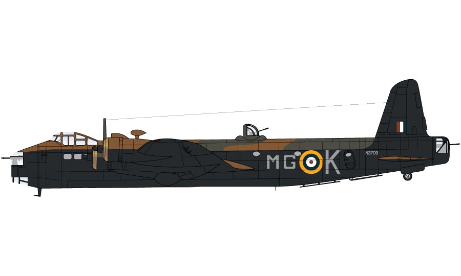 Short Stirling B.Mk.I, N3709, MG.K z 7. letky, 3 Group, Royal Air Force, RAF Leeming, 1941
