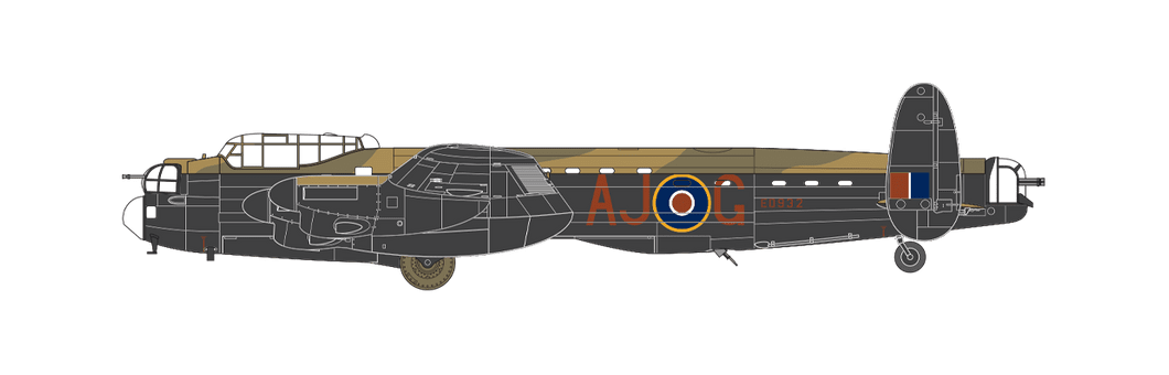 Avro Lancaster B.III (SPECIÁL) 'DAMBUSTERS', Letadlo pilotované velitelem křídla Guyem Gibsonem, velícím důstojníkem, "Operace Chastise", 617. peruť, Royal Air Force Scampton, Anglie, 16./17. května 1943.