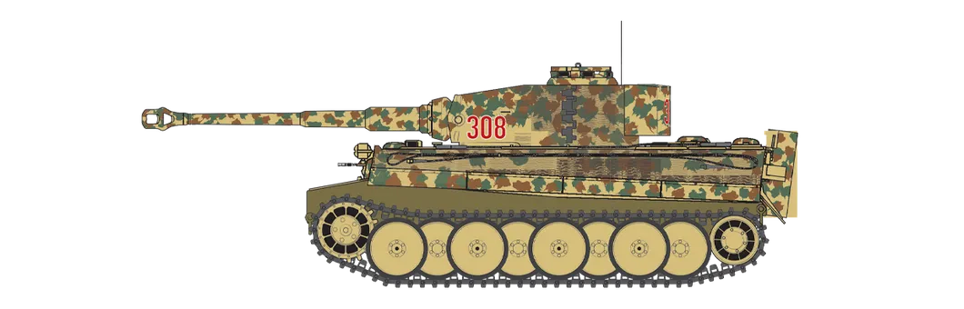Tiger-1 "Mid Version" Panzerkampfwagen VI Tiger I (MID) Attached to schwere Panzer-Abteilung 501 (424), during Operation Hubertus, Nipinzy area, Soviet Union, March 1944.
