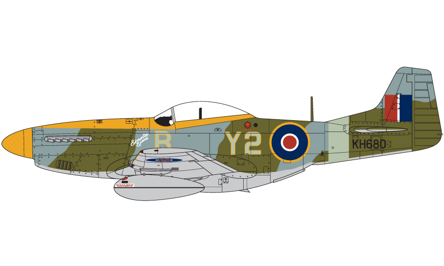 North American Mustang Mk.IVA (P-51K 44-1383), Edmonton Special, John Mallandaine, 442. Squadron Royal Canadian Air Force, 144. Wing, 2nd Tactical Air Force, Royal Air Force Hunsdon, Essex, Anglie, Květen 1945