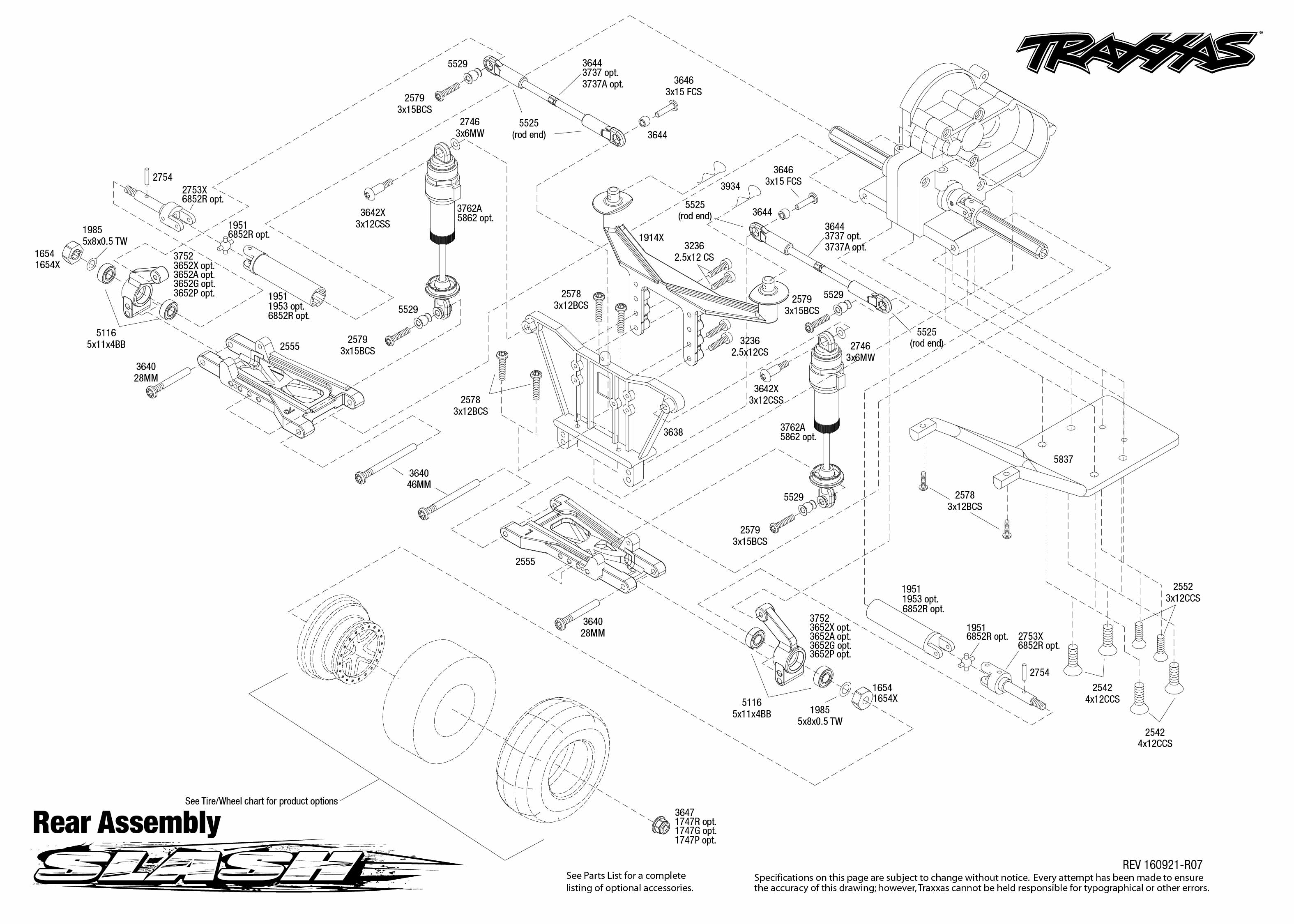 Exploded view: Traxxas Slash 1:10 TQ RTR onboard audio - Rear part | Astra