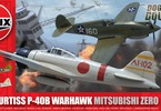 Airfix Curtiss P-40B Warhawk, Mitsubishi A6M2b Zero (1:72)