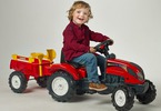 FALK - Šlapací traktor Ranch Trac s vlečkou červený