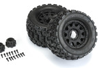 Pro-Line Wheels 3.8", Badlands MX38 Tires, Raid H17 Black Wheels (2)