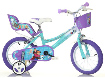 DINO Bikes - Dětské kolo 14" Frozen se sedačkou pro panenku a košíkem / DB-146RFZ2