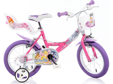 DINO Bikes - Dětské kolo 16" Winx se sedačkou pro panenku a košíkem / DB-164RWX