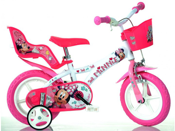 DINO Bikes - Dětské kolo 12" Minnie se sedačkou pro panenku a košíkem / DB-612LNN