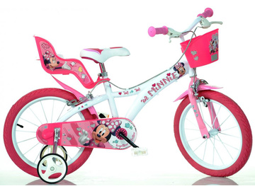 DINO Bikes - Dětské kolo 14" Minnie se sedačkou pro panenku a košíkem / DB-614NN