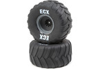 ECX Premounted Tire, Gray Wheel (2): Axe MT