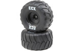 ECX Rt/Lft Tire, Prmnt, Black Whl (2): 1/10 AMP Crush