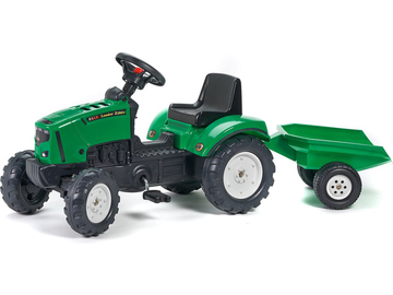 FALK - Šlapací traktor Farm Lander s vlečkou Z160X s otevírací kapotou zelený / FA-2031A