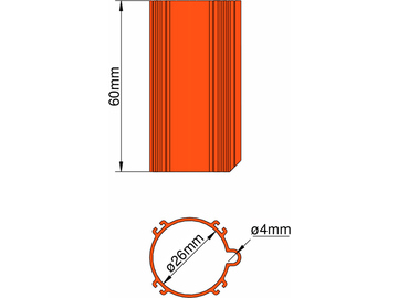 Klima základna 26mm 4-stabilizátory oranžová / KL-31026403