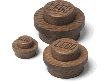 LEGO Wood dřevěný věšák na zeď (3) dub tmavý / LEGO40160901