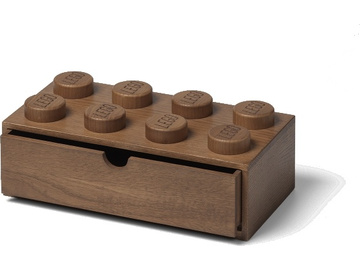LEGO Wood dřevěný stolní box 8 se zásuvkou dub tmavý / LEGO40210902