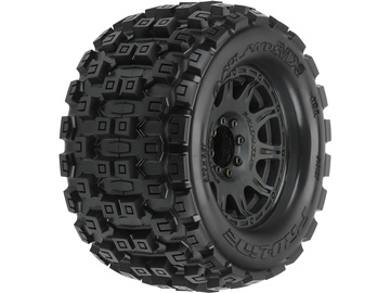 Pro-Line Wheels 3.8", Badlands MX38 Tires, Raid H17 Black Wheels (2) / PRO1012710