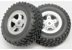 Traxxas Tires & wheels 1.4/1.8", SCT satin chrome wheels, SCT tires (2)