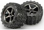 Traxxas Tires & wheels 2.2", Gemini black chrome wheels, Talon tires (2)