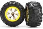 Traxxas Tires & wheels 2.2", Geode chrome-yellow wheels, Canyon AT tires (pair)