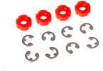 Traxxas Piston, damper (red) (4)/ e-clips (8)