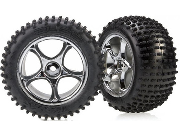 Traxxas Tires & wheels 2.2", Tracer chrome wheels, Alias tires (2) (rear) / TRA2470R