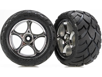 Traxxas Tires & wheels 2.2", Tracer chrome, Anaconda tires (2) (rear) / TRA2478R