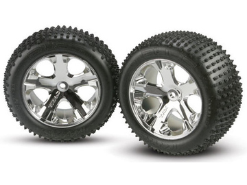 Traxxas Tires & wheels 2.8", All-Star chrome wheels, Alias tires (2) (rear) / TRA3770