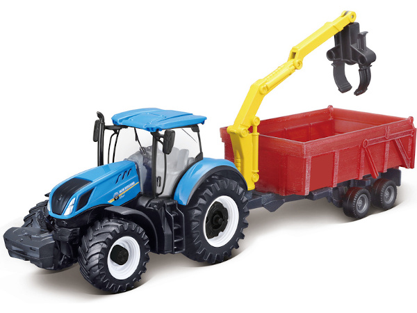 Kovový model traktoru New Holland T7.315 s drapákem
