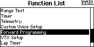 Vstup do menu Forward Programming