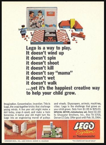 Takto vypadala reklama LEGO z 60. let v USA a Kanadě.