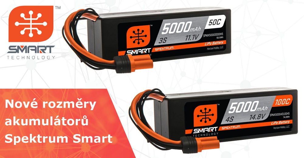Nové rozměry Spektrum Smart akumulátorů pro RC modely aut