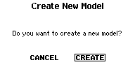 System Setup/Model Select: Create New Model