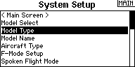 System Setup: Model Type