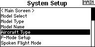 System Setup: Aircraft Type