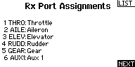 System Setup/Rx Port Assignment: Next