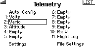 System Setup/Telemetry: Vario