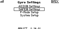 System Setup: Forward Programming/Gyro Settings: First Time SAFE Setup