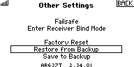 Function List/Forward Programming/Other Settings: Restore from Backup