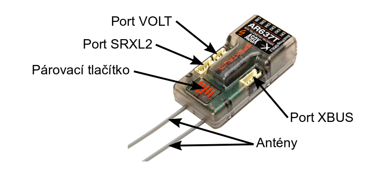 Popis RC přijímače Spektrum AR637T
