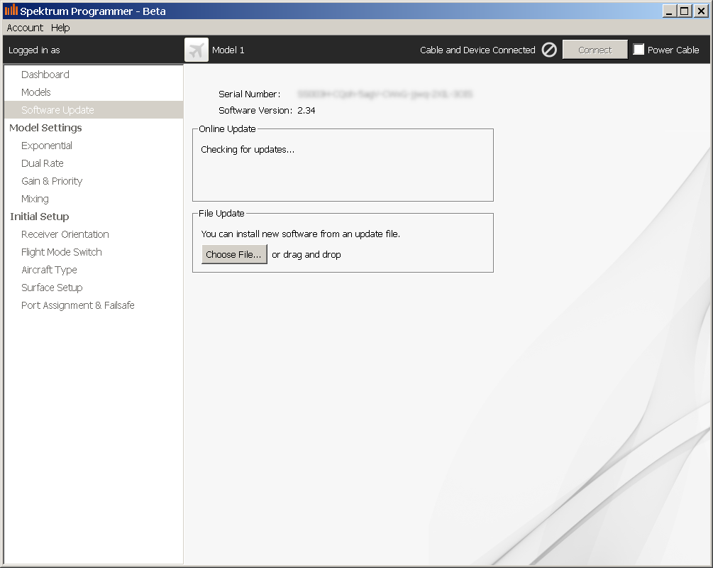 Aplikace Spektrum Programmer