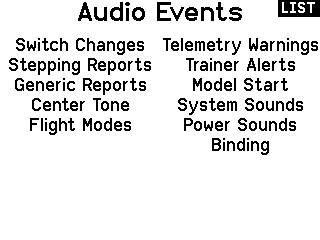 Menu Audio Events