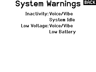 Menu System Warnings
